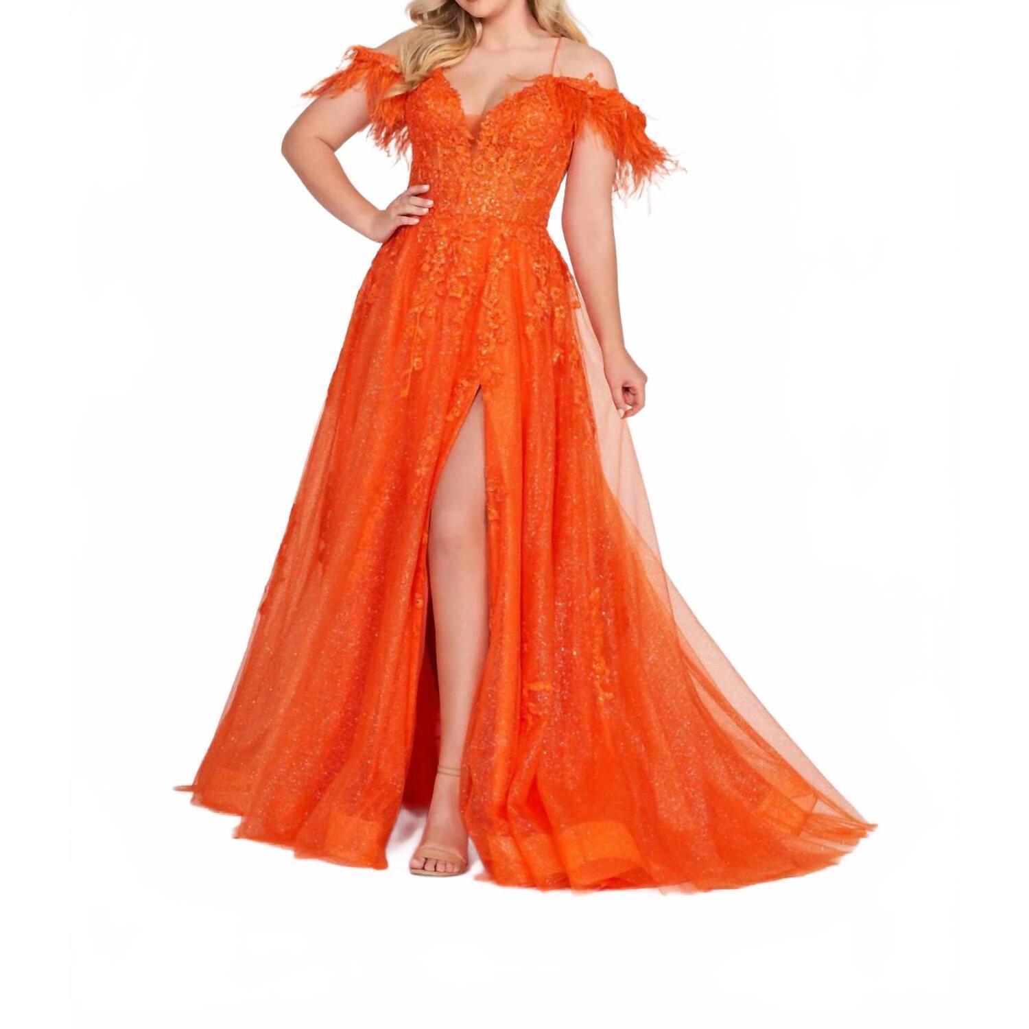 New Ellie Wilde A-Line Evening Dress In Orange